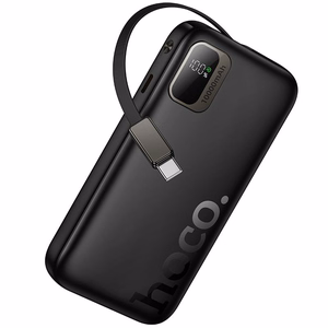 Išorinė baterija Hoco 10000 mAh QC PD 20W su ištraukiamu USB C laidu Q51 juoda