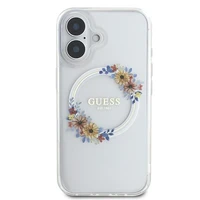 Guess IML Gėlių Vainikas Magnetinis dėklas telefonui iPhone 16 - skaidrus