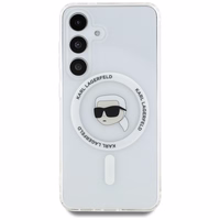 Dėklas Karl Lagerfeld Button Karl Head Printed Logo Magnetinis Samsung Galaxy S25 baltas