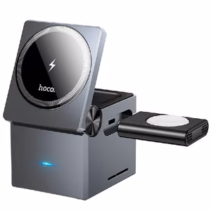 Belaidis įkroviklis Hoco 3in1 (CQ8) (MagSafe) (Phone; Pods; Watch) 15W juodas