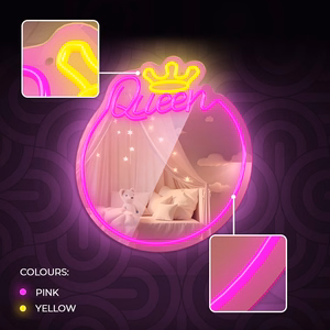 Neon MIRROR LED QUEEN warm baltas rožinis FMNE04 Forever Light