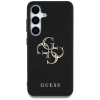 Guess Grained Big 4G Logo Small Classic Logo dėklas telefonui Samsung Galaxy S25 Plus juodas