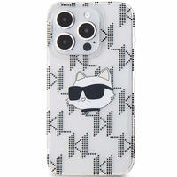 Karl Lagerfeld IML Choupette galvos ir monogramos dėklas iPhone 15 Pro Max - permatomas