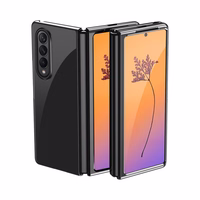 Plating dėklas telefonui Samsung Galaxy Z Fold 4 su metaliniu rėmeliu juodas