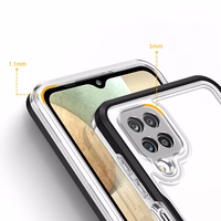 Skaidrus 3in1 dėklas telefonui Samsung Galaxy A22 4G rėmelis gelis juodas