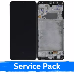 Ekranas skirtas Samsung A325 A32 4G juodas su rėmeliu (Service Pack)