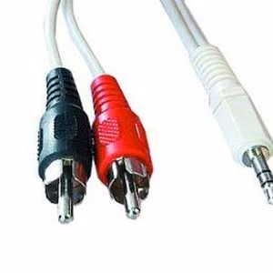Gembird garso laidas 1,5m, 3,5mm/2xRCA, M/M juodas, raudonas, baltas
