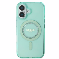 Guess IML Rhinestones Magnetinis dėklas telefonui iPhone 16 Plus - žalias