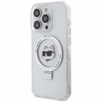 Karl Lagerfeld KLHMP15XHMRSCHH iPhone 15 Pro Max 6.7" baltas kietas dėklas su stovu Choupette Head MagSafe