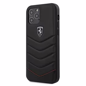 Ferrari FEHQUHCP12LBK iPhone 12 Pro Max 6.7" juodas/juodas kietas dėklas Off Track Quilted