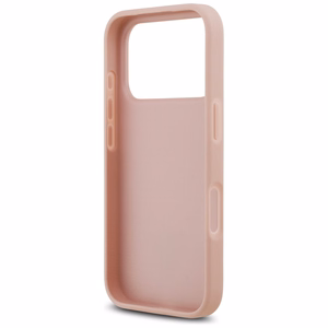 Guess dėklas telefonui iPhone 17 Pro su krištolinio trikampio logotipu - rožinis