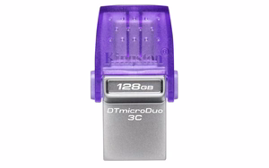 Kingston Technology DataTraveler microDuo 3C USB atmintinė 64 GB USB Type-A / USB Type-C 3.2 Gen 1 (3.1 Gen 1) violetinė, nerūdijantis plienas