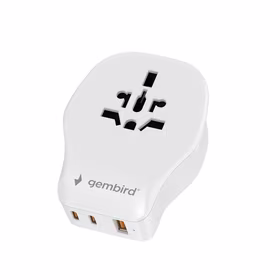 Gembird TPA-1A2C20-02-W universalus kelioninis maitinimo adapteris, 20 W, baltas