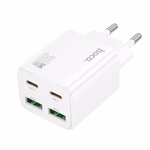 Phone charger Hoco 2 x USB C + 2 x USB A QC3.0 PD 3A 30W N56 white