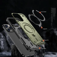 Hybrid Armor Trendy dėklas telefonui su MagSafe iPhone 16 Pro Max - žalias