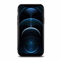 iCarer odos vaško dėklas padengtas natūralia oda iPhone 12 Pro Max juodas (ALI1206-BK)