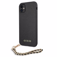Guess Saffiano Chain dėklas telefonui iPhone 11 6.1" / Xr - Juodas