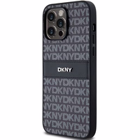 DKNY Odinis mono juosta ir metalinis logotipas dėklas telefonui iPhone 14 Pro Max - juodas