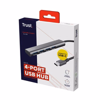 Trust Halyx USB 3.2 Gen 1 Type-A 5 Mbit/s šakotuvas pilkas