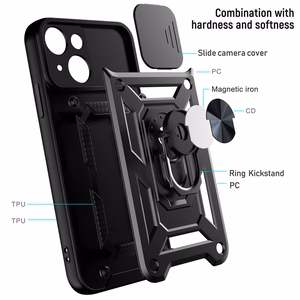 Dėklas telefonui Slide Camera Armor iPhone 15 Plus juodas