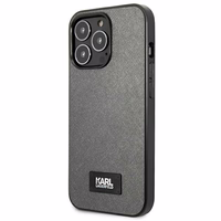 Karl Lagerfeld Saffiano plokštelės dėklas telefonui iPhone 13 Pro Max 6.7" - sidabrinis