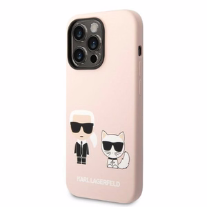 Karl Lagerfeld KLHMP14XSSKCI iPhone 14 Pro Max 6.7" kietas dėklas šviesiai rožinis/šviesiai rožinis Silikoninis Karl & Choupette Magnetinis
