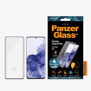 PanzerGlass E2E Microfracture antibakterinis stiklas Samsung Galaxy S21 Ultra - su juodu rėmeliu