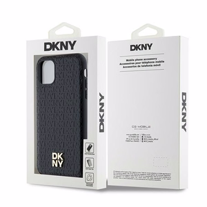 DKNY odinis monogramos raštas metalinis logotipas magnetinis dėklas iPhone 11 / Xr - juodas