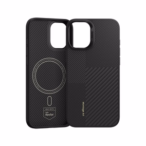 Benks Montage magnetinis Armor Pro Kevlar dėklas su metaliniu rėmeliu 600D+1500D Iphone 16 Plus telefonui juodas