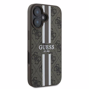 Dėklas telefonui Guess 4G Spausdintos juostelės MagSafe iPhone 16 Plus - rudas
