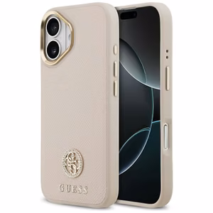 GUESS чехол для IPHONE 17 совместимый с MagSafe GUHMP17SPGCRMDEP (PU W/ Grained Strass Logo) розовый