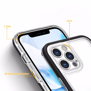 Skaidrus 3in1 dėklas iPhone 12 Pro juodo rėmo gelio dangteliu