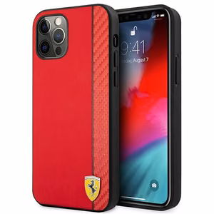 Ferrari FESAXHCP12LRE iPhone 12 Pro Max 6.7" жёсткий чехол красный/красный On Track Carbon Stripe