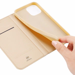 DUX DUCIS Skin Pro knygos stiliaus dėklas telefonui iPhone 13 mini (m) - auksinis (m)