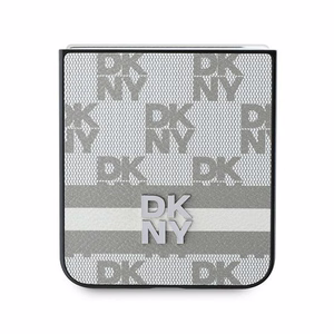 DKNY Checkered Pattern Printed Stripes Dėklas telefonui Samsung Galaxy Z Flip 6 - smėlinas