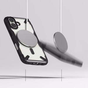 "Ringke Fusion X" magnetinis "MagSafe" dėklas "iPhone 17" - juodas