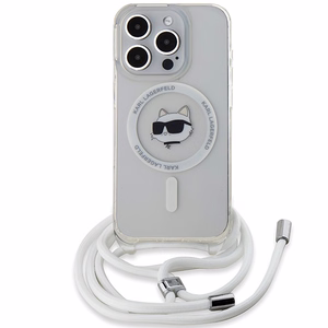 Karl Lagerfeld IML Choupette Head & Cord magnetinis dėklas telefonui iPhone 15 Pro - skaidrus