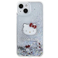 Hello Kitty skysto blizgučių pakabukai Kitty Head dėklas telefonui iPhone 14 - sidabrinis
