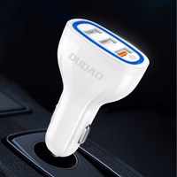 Automobilinis įkroviklis Dudao "R7S" baltas 18W (1xQC3.0 / 2xUSB)