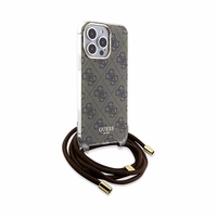 Guess Crossbody Cord 4G Print dėklas telefonui iPhone 15 Pro – rudas