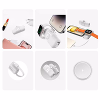 Wozinsky WF16-YCS 5000mAh 15W USB-C mini išorinė baterija su įmontuotu USB-C kabeliu ir Apple Watch įkrovikliu - balta