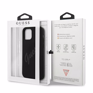 Guess GUHCP12SLSVSBK iPhone 12 mini 5.4" juodas/juodas kietas dėklas Script Vintage