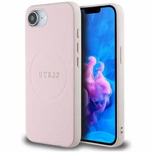 Чехол Guess Grained Ring MagSafe для iPhone 16e - розовый
