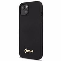 Guess GUHMP13MLSLMGBK dėklas telefonui iPhone 13 6.1" juodas kietas silikoninis su auksiniu logotipu MagSafe