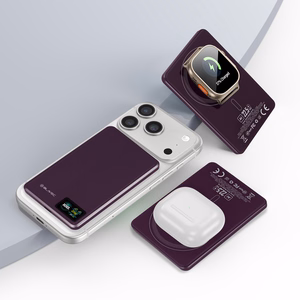 Blavec BJ-03 5000 mAh itin plonas magnetinis išorinis akumuliatorius su „MagSafe“, 7,8 mm, USB-C, 22,5 W, 3 viename (PBBJ03-MC5O) (spalva: violetinė; aliuminio korpusas)