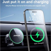 Automobilinis laikiklis Joyroom "JR-ZS214" Qi2 juodas (belaidis įkrovimas 15W) (magnetinis / oro grotelės)