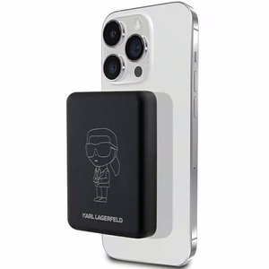 Karl Lagerfeld NFT Outline Ikonik MagSafe 5000 mAh indukcinė išorinė baterija – juoda