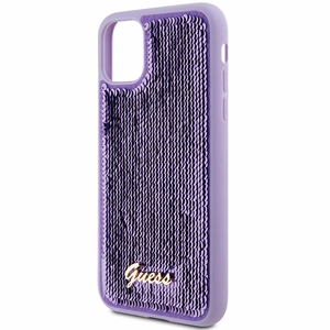 Guess Sequin Script Metal dėklas telefonui iPhone 11 / Xr - violetinis