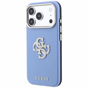 Guess Smooth & Big Strass Logo dėklas iPhone 18 Pro / 17 Pro – mėlynas