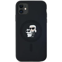 Karl Lagerfeld Silikoninis Karl&Choupette Magnetinis dėklas iPhone 11 / Xr - juodas